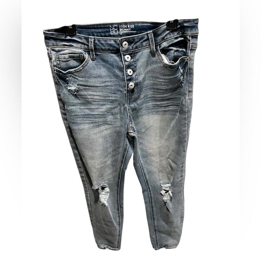 No Boundaries light wash button fly high rise skinny jeans size 13 juniors